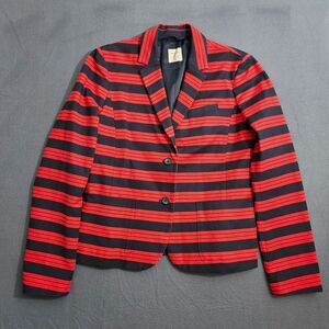 Gap Women 8 Academy Button Front Navy Red Striped Blazer